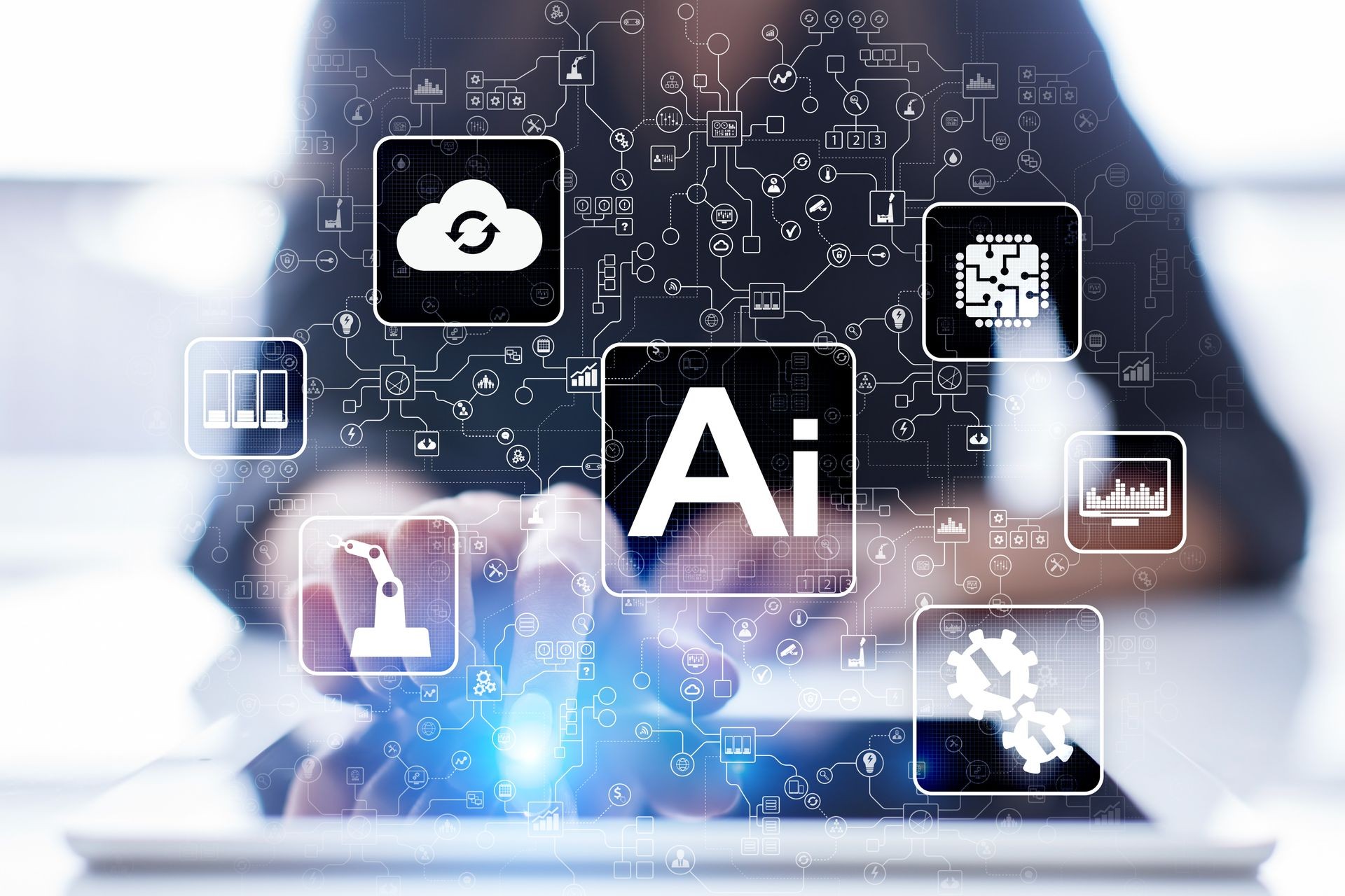 AI, Artificial intelligence, machine learning, neural networks and modern technologies concepts. IOT and automation. AI, Artificial intelligence, machine learning, neural networks and modern technologies concepts. IOT and automation.